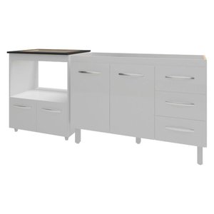 Balcão Armário Cozinha Gabinete de Pia 120 Cm Bruna e Balcão para Fogão Cooktop 4 Bocas e Forno