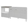 Balcão Armário Cozinha Gabinete de Pia 120 Cm Bruna e Balcão para Fogão Cooktop 4 Bocas e Forno - 1