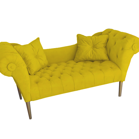 Namoradeira Recamier Sofá Decorativo 02 Lugares Dubai Amarelo - DL Decor