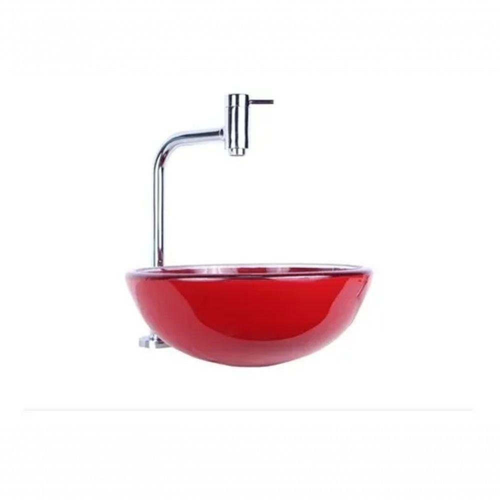 Cuba Redonda De Vidro 30x30cm Vermelho Para Banheiro - 2