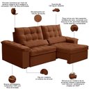 Ver imagem 3 de Sofá Retrátil Reclinável para Sala 3 Lugares 210cm Maresi F04 Veludo Terracota - Lyam Decor
