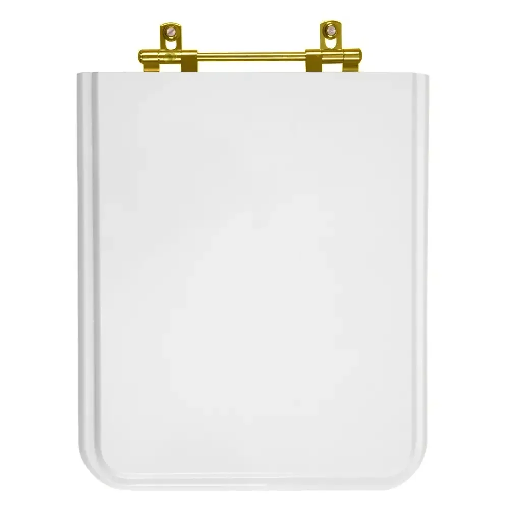 Assento Sanitário Poliéster Square Branco para vaso Incepa Com Ferragem Dourada - 1