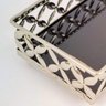Bandeja Prata Floral 5x18x9cm Com Vidro Preto Retangular P - 4