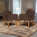 Ver imagem 2 de Kit 3 Poltronas Decorativa para Sala Recepção Consultório Nina Corino Cores Pé Palito 30 Cm Castanho