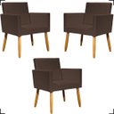 Ver imagem 1 de Kit 3 Poltronas Decorativa para Sala Recepção Consultório Nina Corino Cores Pé Palito 30 Cm Castanho