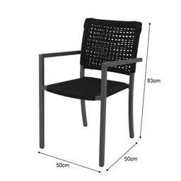 Kit 4 Cadeiras Marília Corda Náutica Base em Alumínio Preto/preto - 6