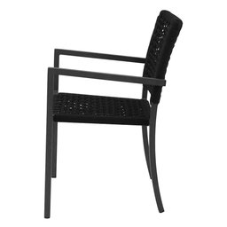 Kit 4 Cadeiras Marília Corda Náutica Base em Alumínio Preto/preto - 4