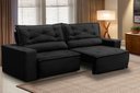 Ver imagem 1 de Sofá Retrátil e Reclinável 3 lugares com Molas 2,00m Livia Suede Preto Adonai Estofados
