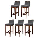 Ver imagem 1 de Kit 5 Banquetas Alta para Bancada Gourmet Líbia Madeira Capuccino Suede Cinza Ccs