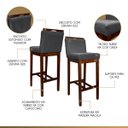 Ver imagem 4 de Kit 5 Banquetas Alta para Bancada Gourmet Líbia Madeira Capuccino Suede Cinza Ccs