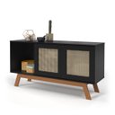 Ver imagem 1 de Balcão Buffet Rattan 2 Portas de Correr Preto Ofertamo Móveis