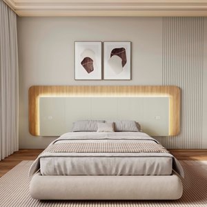 Cabeceira Casal Queen 272cm com Led 3000k e Tomadas 100% Mdf Padrão Planejados Mabel