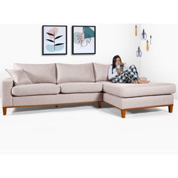 Sofá California 4 Lugares Living Chaise Linho Lado Esquerdo - 1