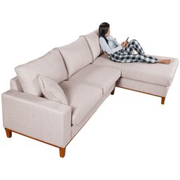 Sofá California 4 Lugares Living Chaise Linho Lado Esquerdo - 4