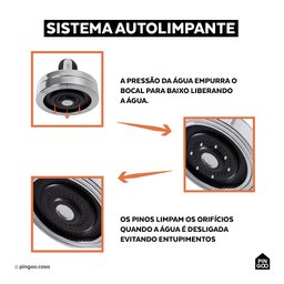 Ducha Chuveiro Autolimpante Redondo de Parede Longo Mauá Pingoo.casa Cor:prata - 6