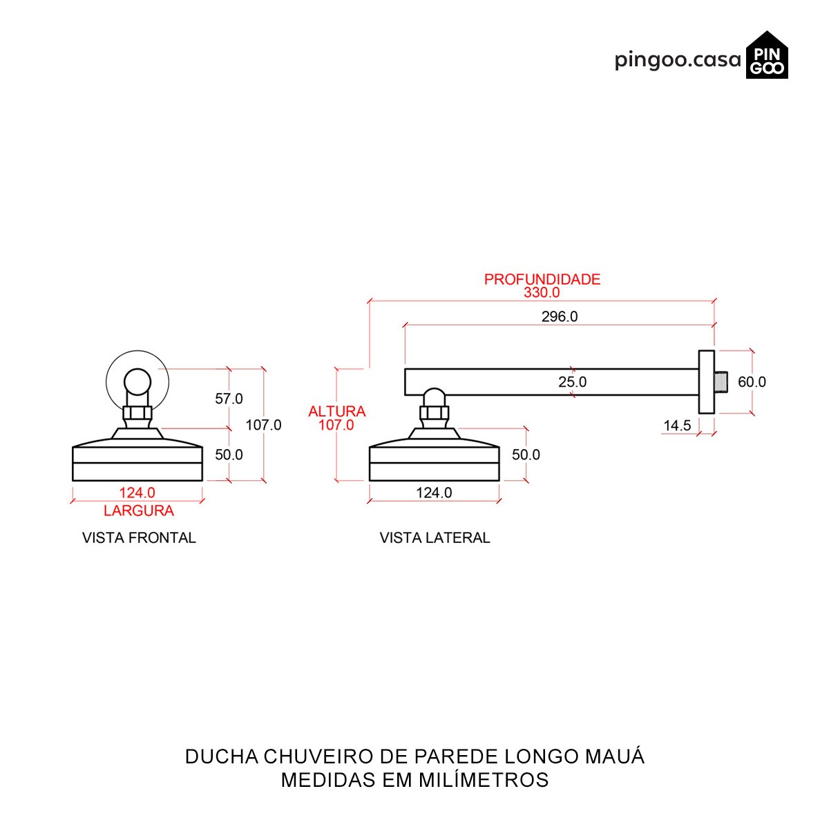 Ducha Chuveiro Autolimpante Redondo de Parede Longo Mauá Pingoo.casa Cor:prata - 8