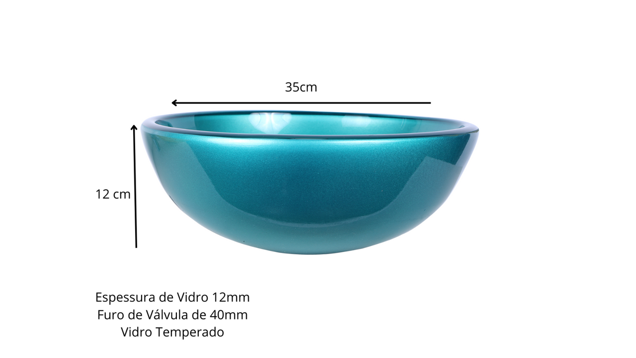 Kit Cuba de Apoio 35cm Verde Mar + Toneira Absolute Dourada + Válvula click - 4