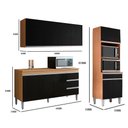 Ver imagem 3 de Conjunto Kit Cozinha Completa Balcão Pia 4 Portas MDF-MDP Amêndoa e Preto AJL Moveis