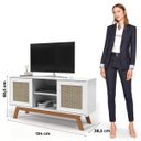 Ver imagem 5 de Rack Buffet com Duas Porta de Correr Rattan Pés em Madeira Branco Ofertamo