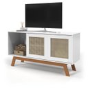 Ver imagem 4 de Rack Buffet com Duas Porta de Correr Rattan Pés em Madeira Branco Ofertamo