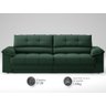 Sofá com Carregador Usb e Molas no Assento Retrátil Reclinável Mimo 2,00m Velosuede Verde - Netsofas - 3
