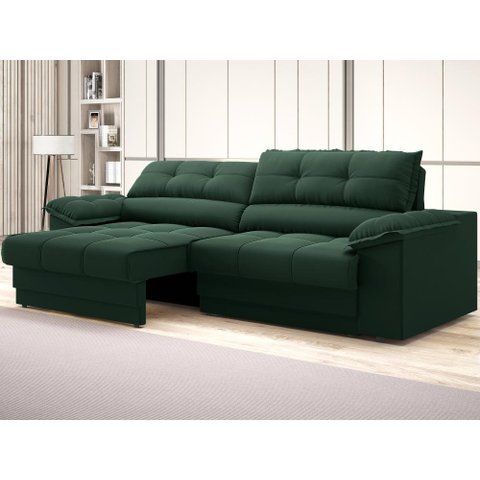 Sofá com Carregador Usb e Molas no Assento Retrátil Reclinável Mimo 2,00m Velosuede Verde - Netsofas