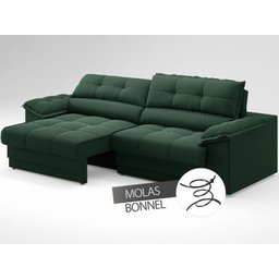 Sofá com Carregador Usb e Molas no Assento Retrátil Reclinável Mimo 2,00m Velosuede Verde - Netsofas - 5