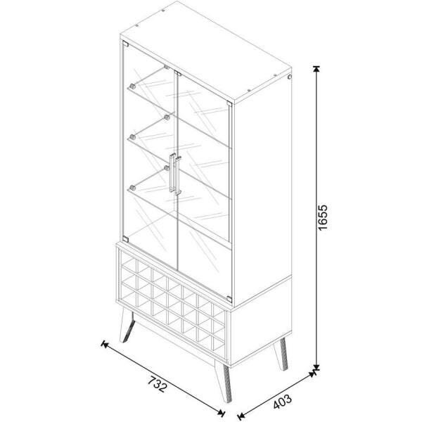 Cristaleira Classic com Adega Imcal 23080 Nature Off White Sala - 4