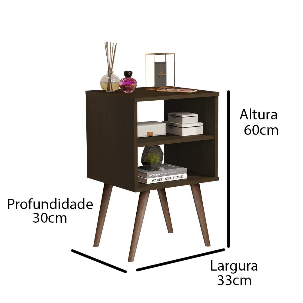 Mesa de Cabeceira com Prateleira Jb 1515 - Canela - Lojas Rpm - 5