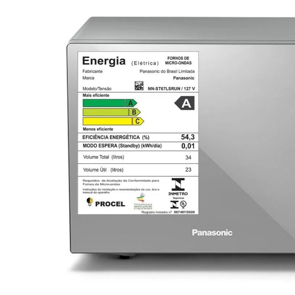 Micro-ondas de Mesa Panasonic 34l de Capacidade Inox - Nn-st67lsrun - 110v - 6