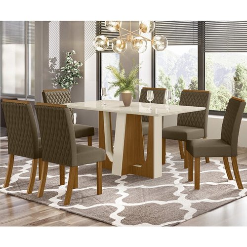 Conjunto Sala de Jantar Mesa Madeira Maciça 6 Cadeiras Vegaz