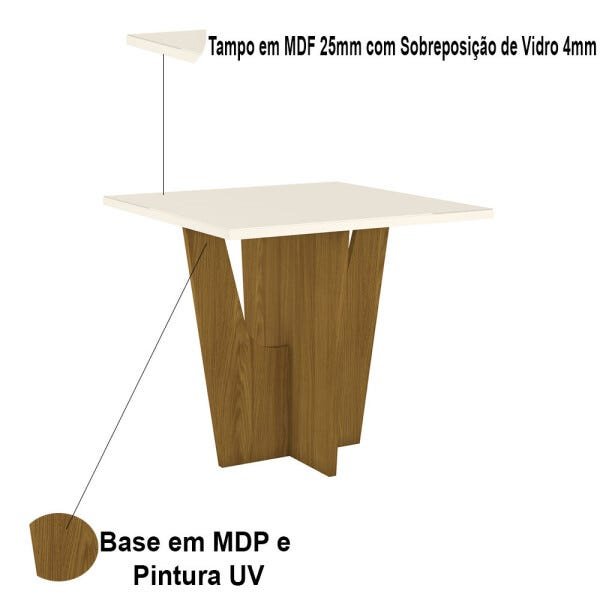 Conjunto Mesa de Jantar Henn Vértice com 4 Cadeiras Vita 90x90cm - 4