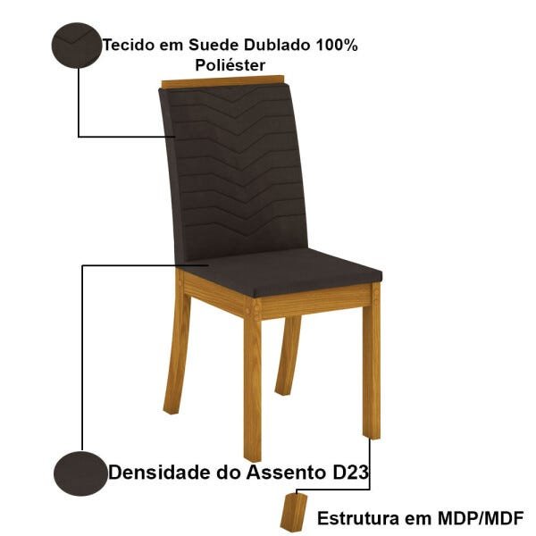 Conjunto Mesa de Jantar Henn Vértice com 4 Cadeiras Vita 90x90cm - 5
