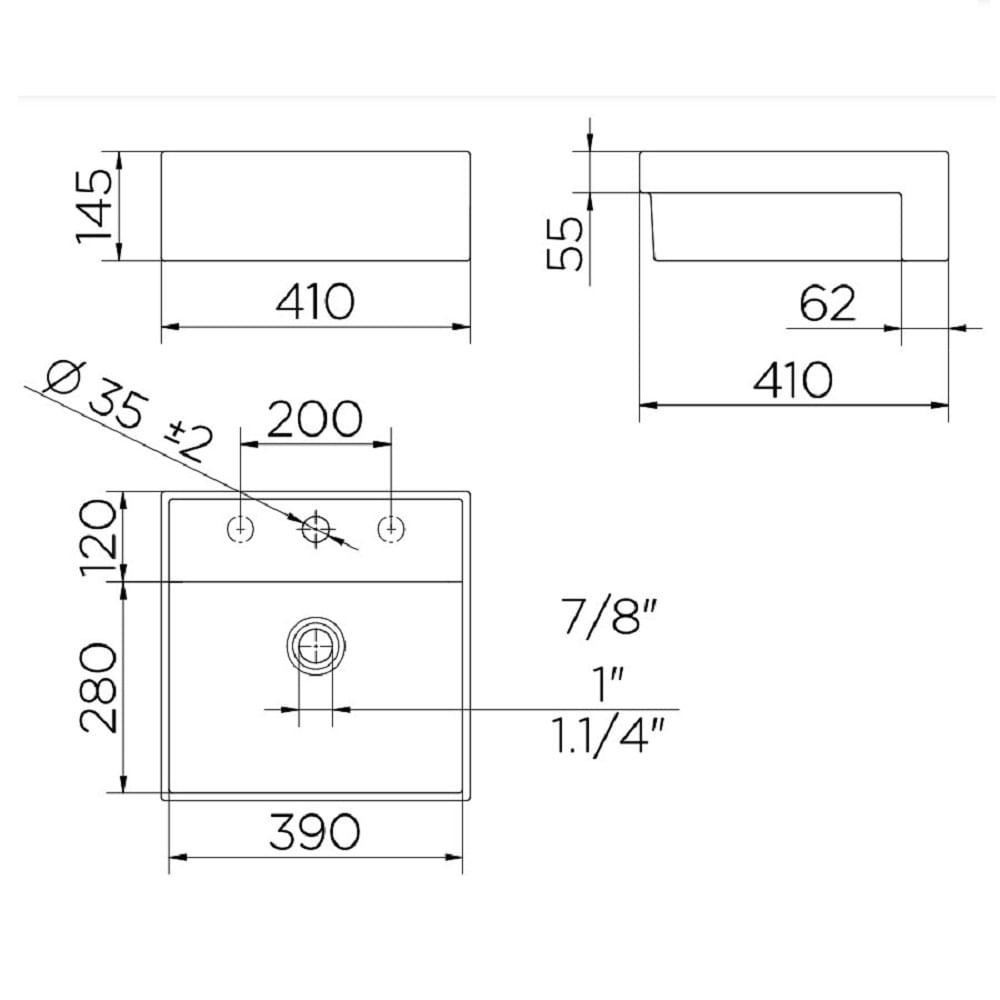 Cuba Semi Encaixe Quadrada 41x41 Docol Luxo Branco 00970126 - 3