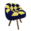Ver imagem 2 de Poltrona Paloma Escritório Sala Giratória Madeira Suede Azul Marinho e Suede Amarelo - Dominic Decor