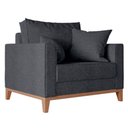 Ver imagem 1 de Poltrona Beny com Pés e Base de Madeira Élpis Móveis Linho Grafite