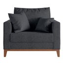 Ver imagem 2 de Poltrona Beny com Pés e Base de Madeira Élpis Móveis Linho Grafite