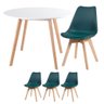 Mesa Redonda 100cm Branco + 3 Cadeiras Verde Escuro - 1