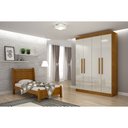 Ver imagem 2 de Guarda-roupa Solteiro 4 Portas 2 Gavetas Hera Imbuia e Off-white