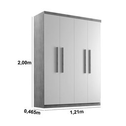 Guarda-roupa Solteiro 4 Portas 2 Gavetas Hera Imbuia e Off-white - 4