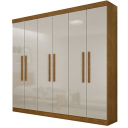 Guarda-roupa Casal 6 Portas 2 Gavetas Morella Imbuia e Off-white - 1