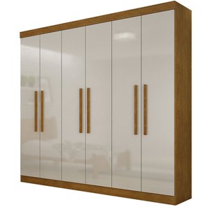 Guarda-roupa Casal 6 Portas 2 Gavetas Morella Imbuia e Off-white