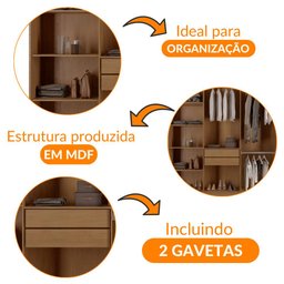 Guarda-roupa Casal 6 Portas 2 Gavetas Morella Imbuia e Off-white - 7