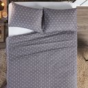 Ver imagem 2 de Jogo Lençol Cama Casal 4 Peças 100% Algodão Percal 150 Fios Vintage:poá Cinza