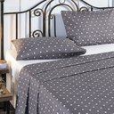 Ver imagem 1 de Jogo Lençol Cama Casal 4 Peças 100% Algodão Percal 150 Fios Vintage:poá Cinza