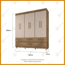 Guarda-roupa Casal 6 Portas 6 Gavetas Lieto Demolição com Baunilha - 3