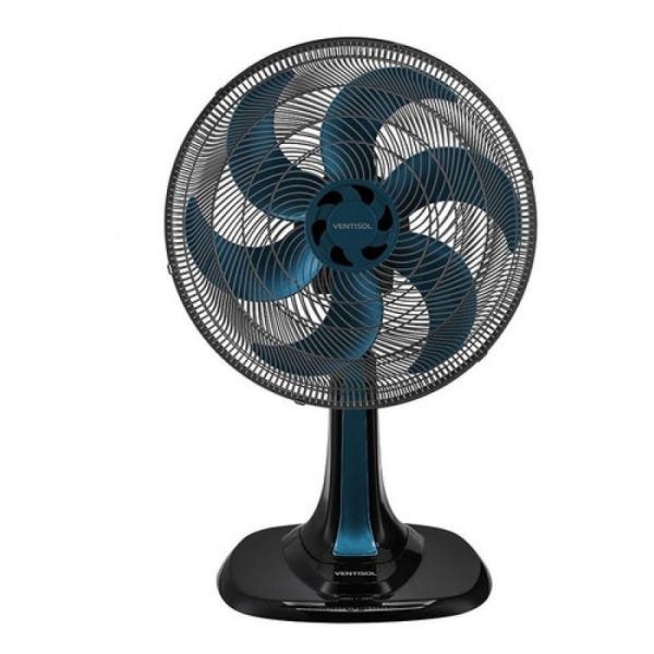 Ventilador Ventisol Osc Mesa Turbo 6 Pás 30 cm 10024 Preto com Azul - 1