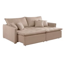 Sofá Cama Com Molas Bonnel Retrátil Veludo Roma 1.60x1.45:Bege - 1