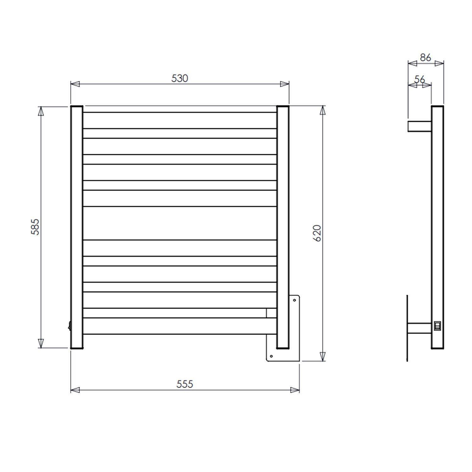 Toalheiro Elétrico Aquecido lux Inox Fio Oculto Bilateral - 3