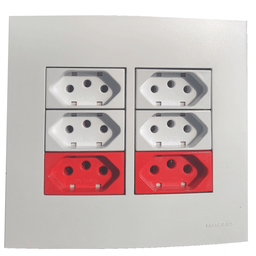 Caixa 4x4 Versatil Sobrepor Branco - 4 Tomadas 10 A + 2 tomadas 20 A vermelha - 2
